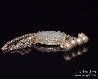 和田玉镶嵌牌 规格: 43×6.3×1