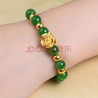 龙徽珠宝 黄金貔貅手链女款足金转运珠手饰和田玉