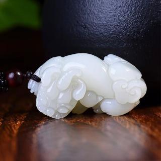 百玉馆和田玉貔貅吊坠白玉如意尾貔貅玉坠皮丘项链挂件挂件 如意貔貅