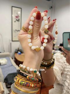 巨美和田玉多宝手链✨搭配烧蓝足金